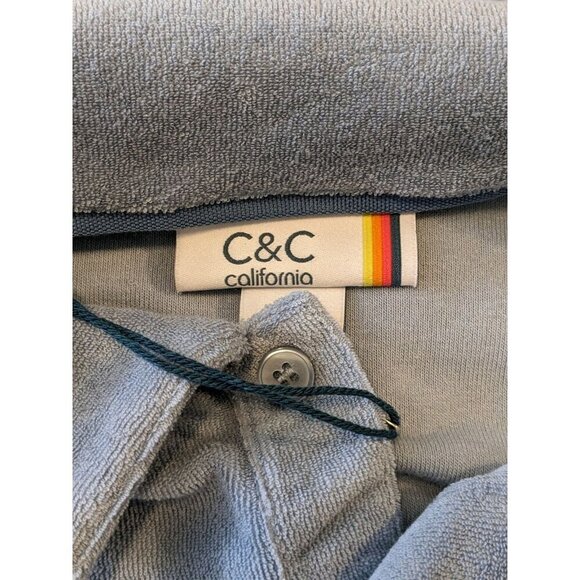 C&C California Shirt Mens Terrycloth Polo Size M Blue Short Sleeve Surf Beach - Picture 3 of 4